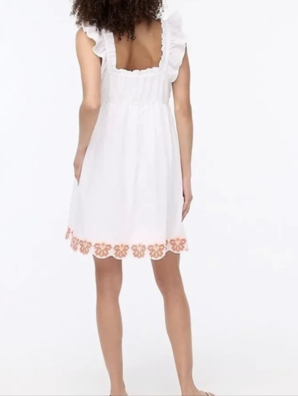 J. Crew White Cotton Dress w/Embroidered Floral Trim - Picture 2 of 7